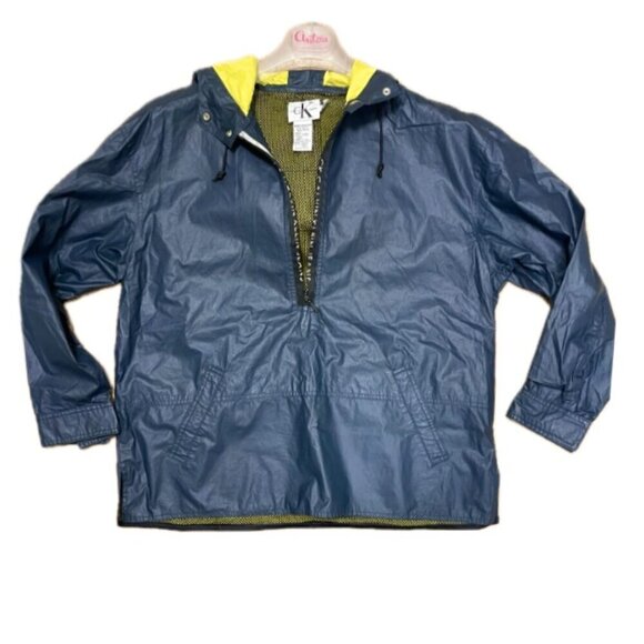 Vintage Streetwear Calvin Klein Jeans 1/2 Zip Pullover Raincoat Navy Black - M - Picture 3 of 14